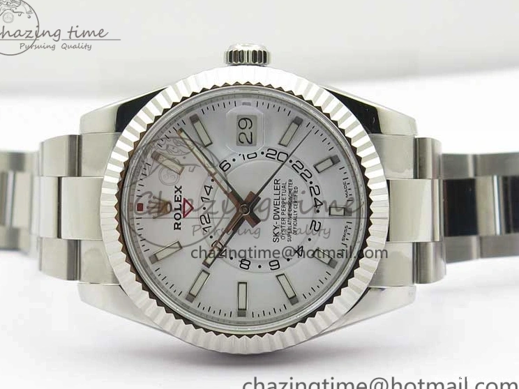 Good Copy Rolex Watches TechFriendly Bracelet to 2880 White Best Dial 326934 1:1 on 23J Edition Asian SS Noob SS Sky-Dweller 1219